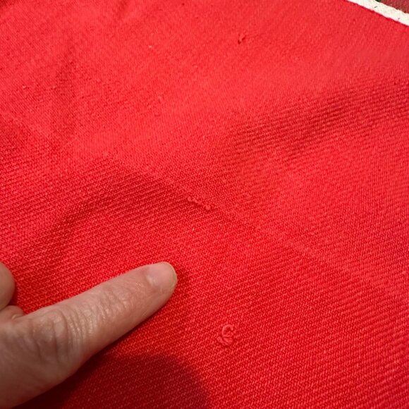 Vintage Christmas Tablecloth Reindeer Red Green Cotton 1987 Tag Textile 62 x 95 - Picture 10 of 11